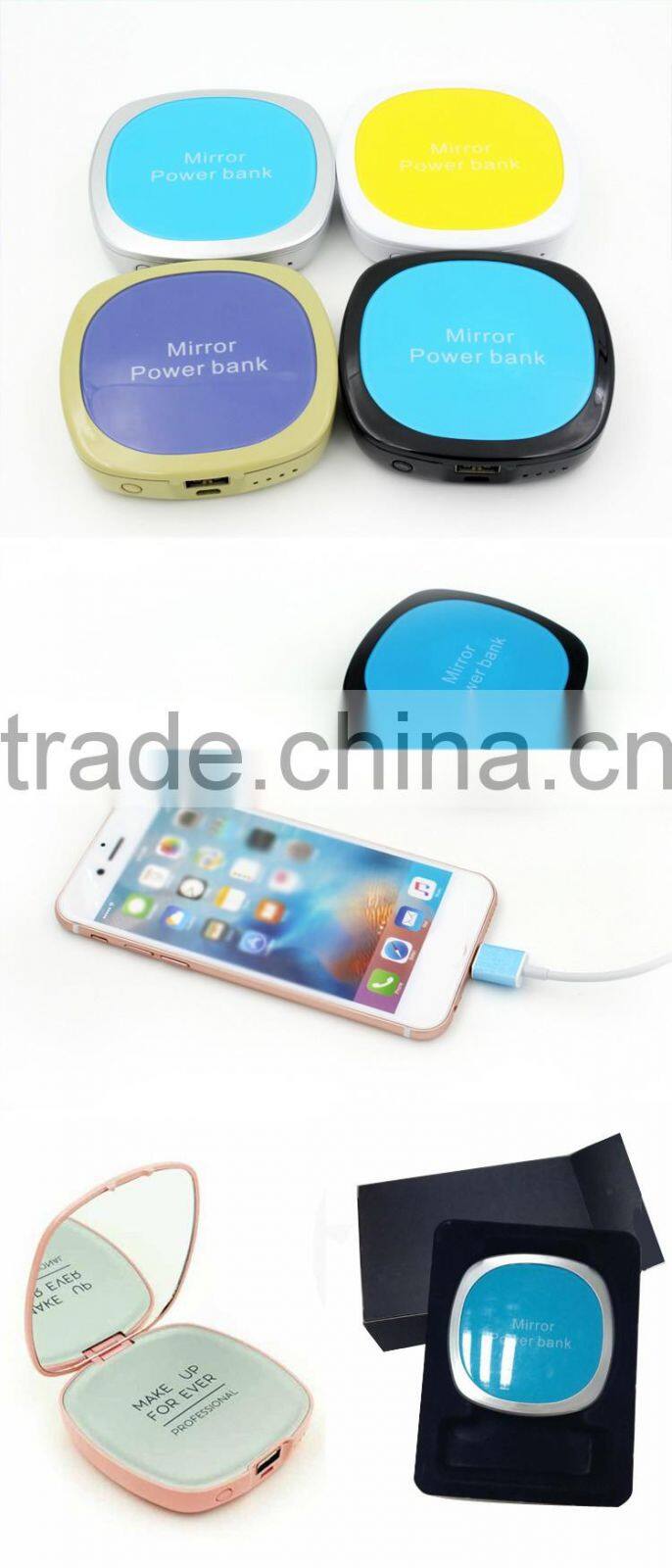 Power Bank Gift Set 4000mah Mirror Power Bank, External Battery Charger For Women