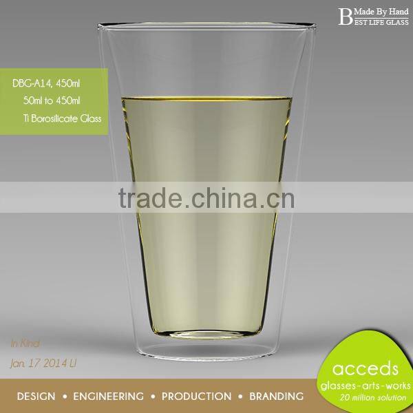 Odd-Shaped Custom Unbreakable Double Wall Big Glass Cup