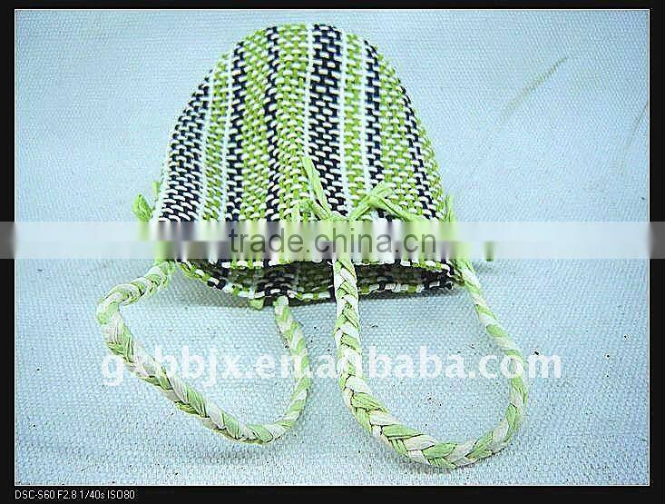 Green cotton&paper rope round small handbags women bags
