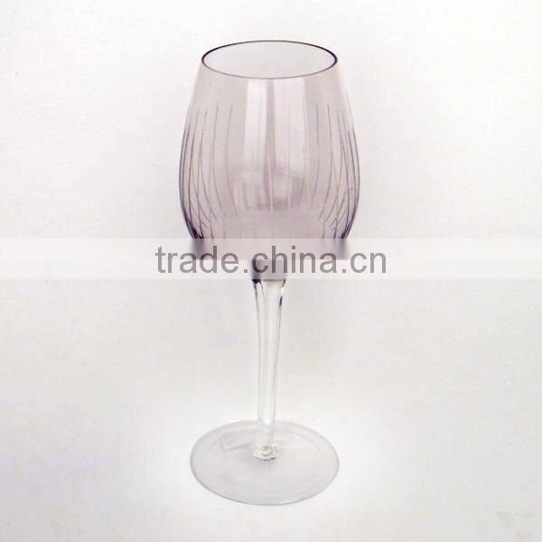 Purple Wine Glass With Clear Stem