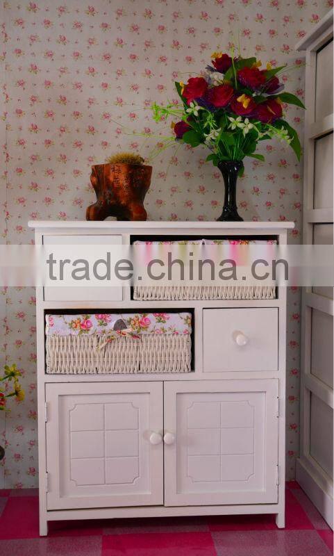 2015 wooden cabinet with wicker drawers