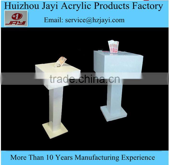 OEM clear hand made donation box,best design and large donation box