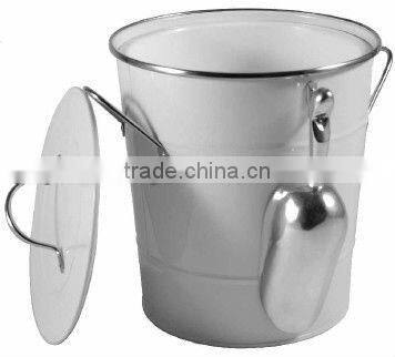 Metal pet food bucket with stianless steel rim