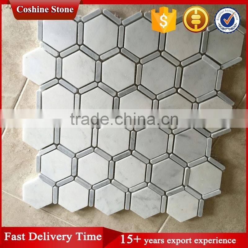 White carrara marble hexagon mosaice tiles