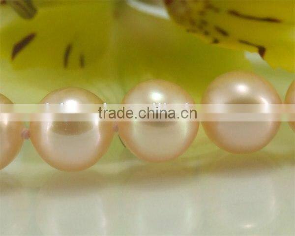 Natural 8-9mm Pink Freshwater Pearl Necklace With 14K Gold Clasp