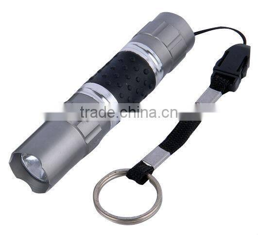 With non-slip grip Alumium 0.5watt flashlight/torch light with keychain