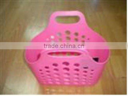 plastic PE round hole soft basket with handle