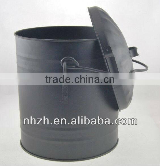 household matte black metal round bin