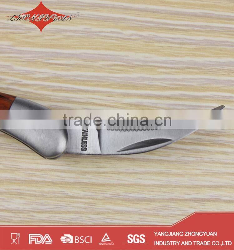 Wood handle bottle cork opener wine corkscrew with knife