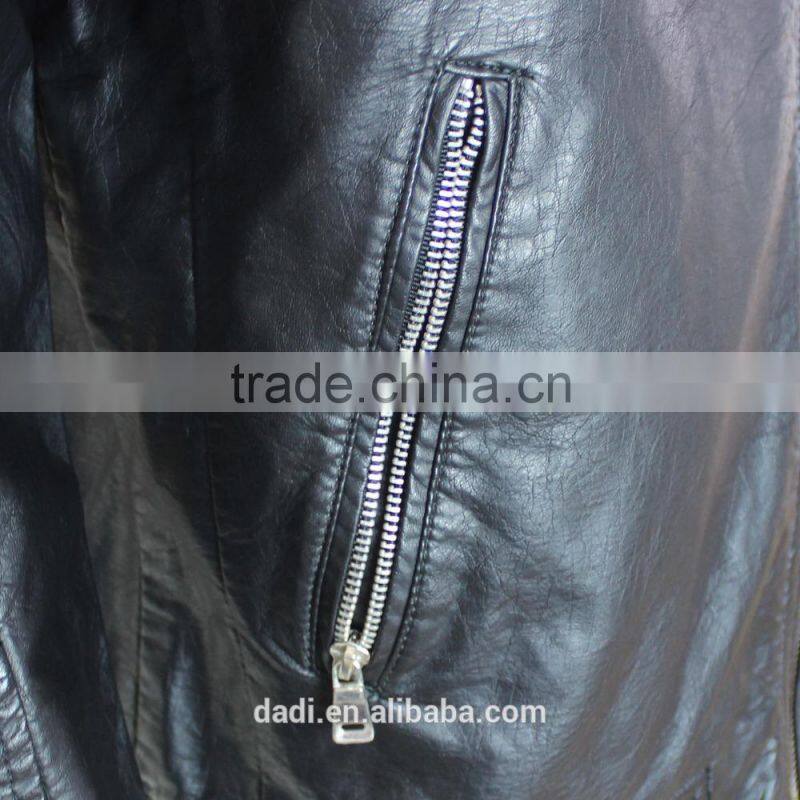 2015 New Style Black Mens Genuine Leather Jacket