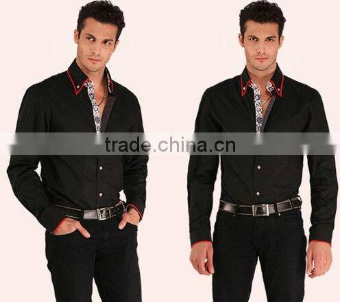 Mens Italian Slim Fit Shirt contrast collar fashion dress shirts