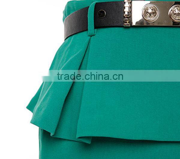 plain/simple pencil women short skirts with exposed back zip