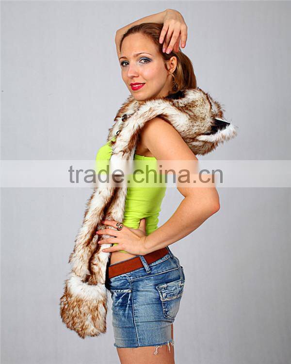 Long eared plush animal head russian style fur winter hat