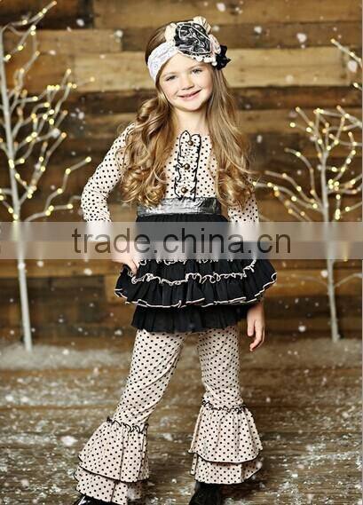 2015 fashion kids wear ruffle cotton outfits sets fancy clothes wholesale children clothing set