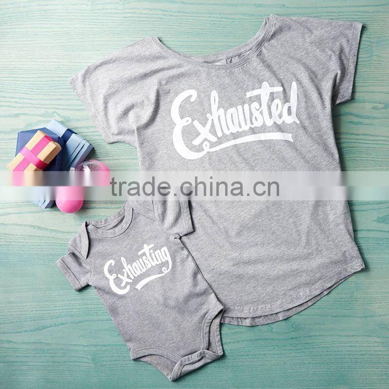 New arrival latest design Baby clothing boutique mother and daughter cotton printing sleeveless wholesale Custom T shirt