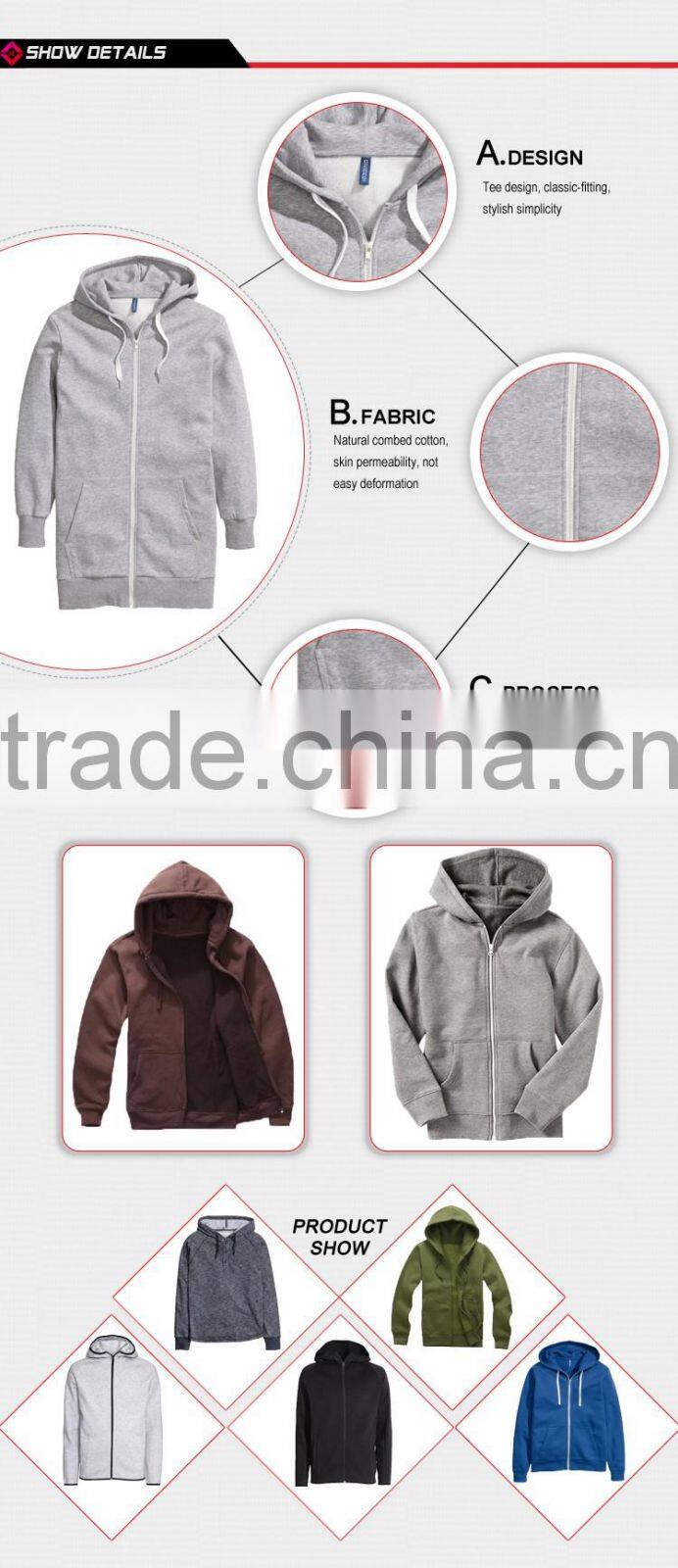 Mens Fashion Blank Cotton grey Fleece Oversize Hip Hop Tall Hoodie