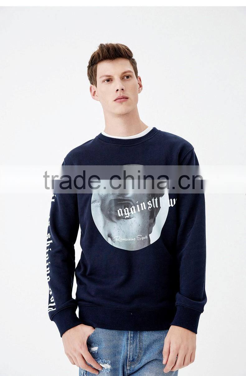 2017 custom wholesale clothing mens printed crewneck mens sweat shirt french terry sweatshirt