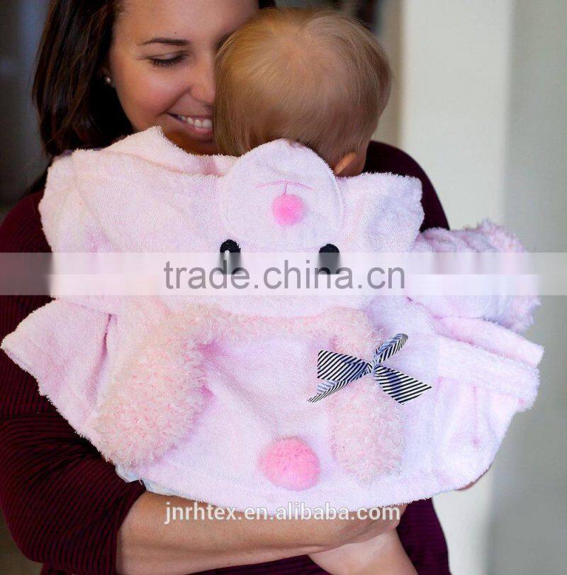 High quality fancy cotton bathrobe in pink poodel