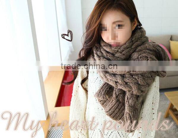 Autumn and winter wear korean style mohair warm long style solid fashion knit lovely scarf girl hijab scarf