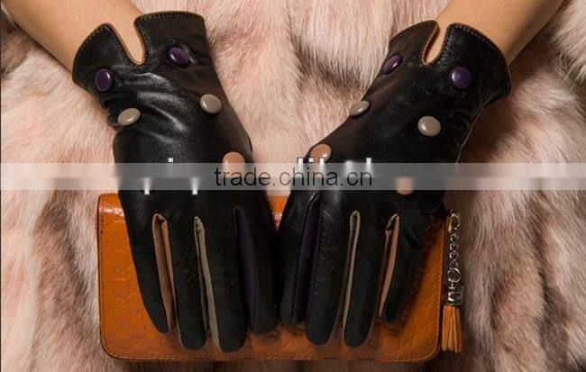button design lady lovely leather gloves