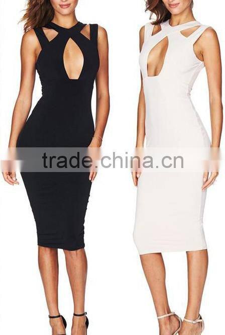 2017summer sexy bandage dress slim sleeveless halter club pencil dress for lady