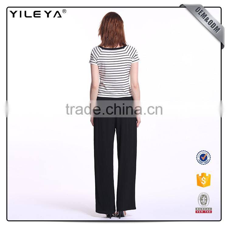 ODM services t-shirt custom,women short sleeve stripe t-shirt