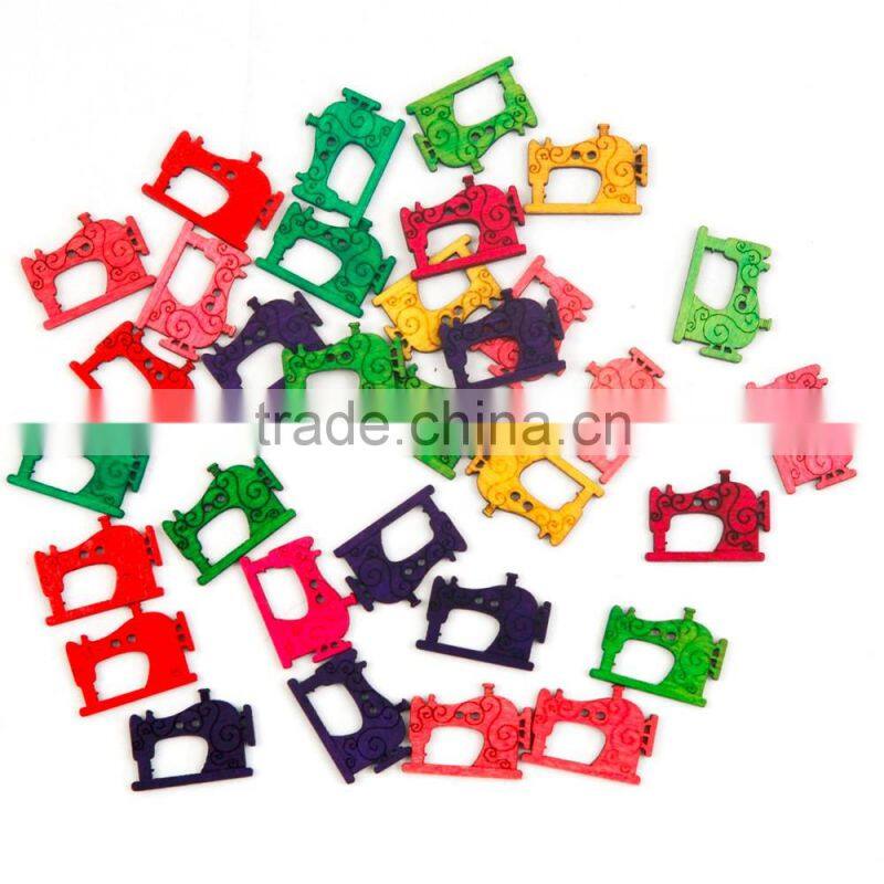 D&D Hot Sale 20pcs/lot Mixed Color Sewing Machine Pattern 2 Hole Wood Button For Sewing Scrapbooking Supplies 2*2.7cm
