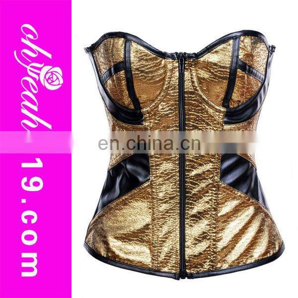 Newest design golden leather back support corset wholesale
