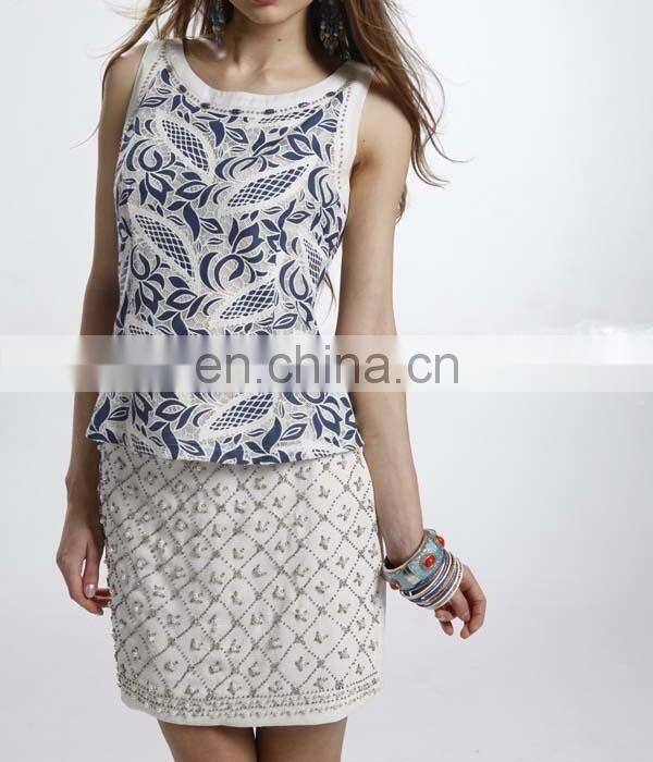 2016 new arrivel lady fashion top wih skirt