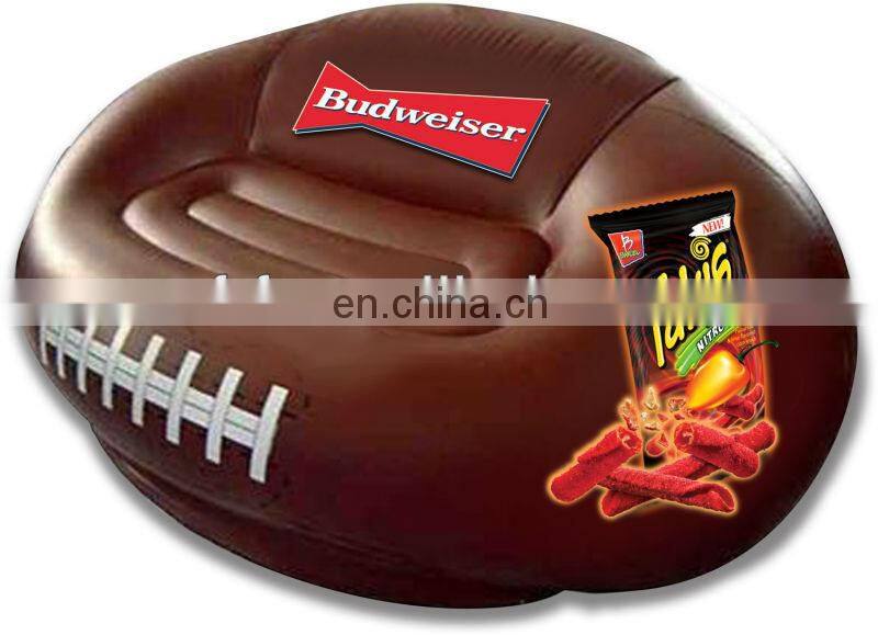 2016 hot selling inflatable football sofa, inflatable football shape chair, inflatable rugby sofa