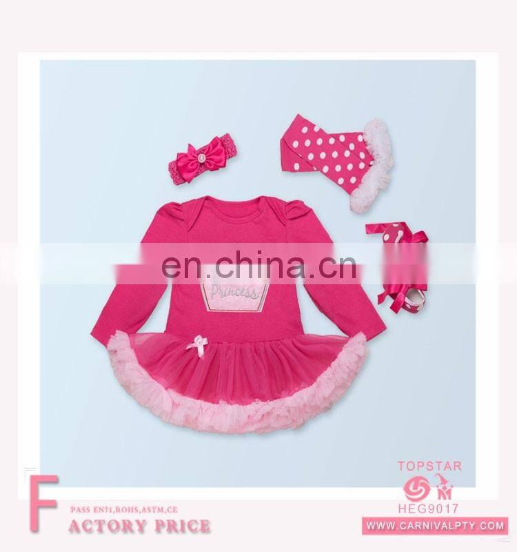 New fashionable baby children kids lace dresses set red cotton long sleeveless skirt +shoes +rosette