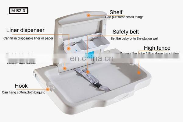 HDPE plastic bed table wall mounted infant diaper unit baby changing station for children