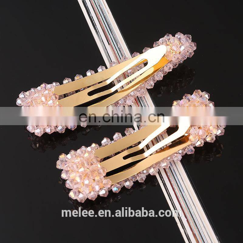 RTS Wholesale Custom Hair Accessories Fashion Girls Flat Hairgrip Hair Pin Crystal Rhinestone Barrette Hair Clips For Women