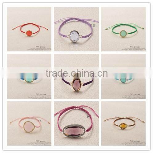 Rose Gold acrylic stone Diamond Woven Friendship Bracelet for 2015 new product hot sale