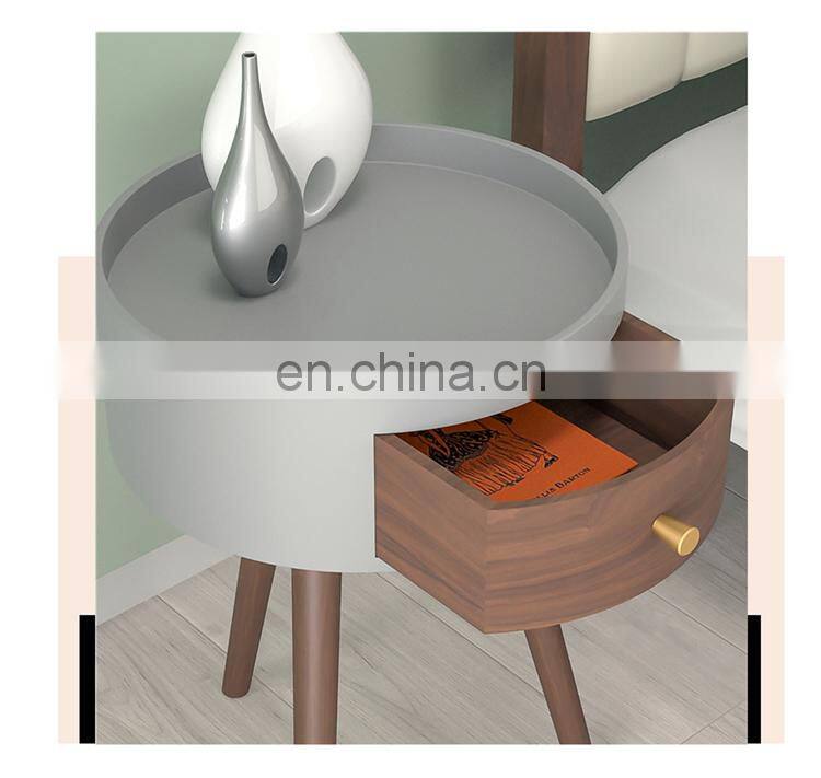 fashion style furniture Round Shape grey color Coffee tray Table and end table with single drawer storage for outdoor and indoor