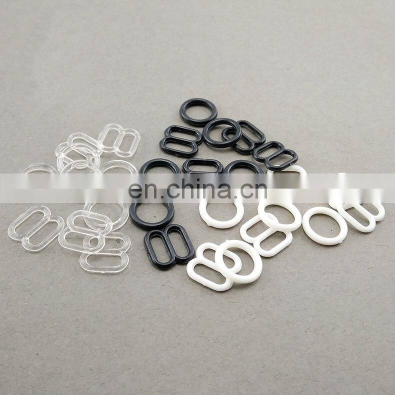 Transparent swimsuit strap adjuster plastic bra slides and bra hooks