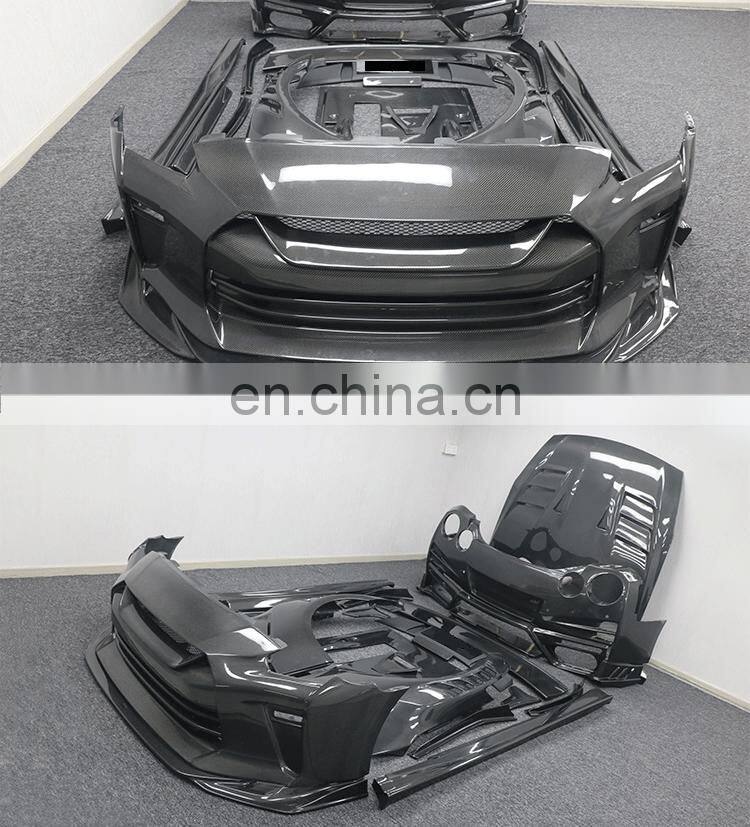 Runde Resin Half or Full Carbon Fiber For 2009-2021 Nissan GTR R35 Top Secret Style Body Kit Front Rear Bumper Lip Fender Hood