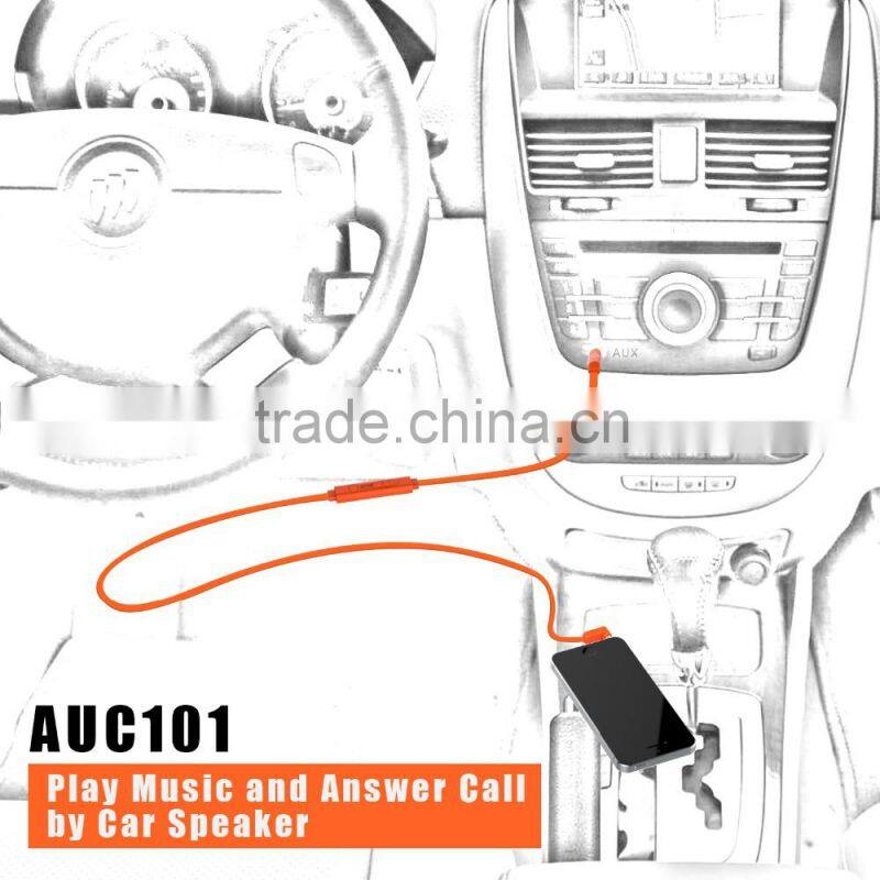 Gold-plated 3.5mm tangle-free high grade audio cable with mic and remote