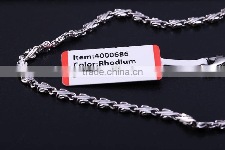 new arrivals funky flat wristed chain rhodium plated fashion necklace jewellery