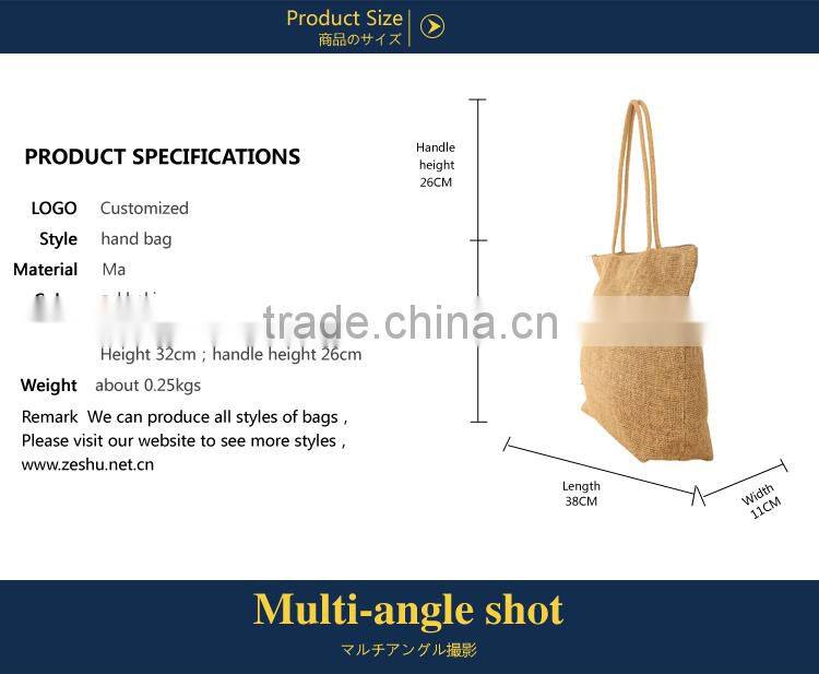 High quality linen tote bag lady shopping bag