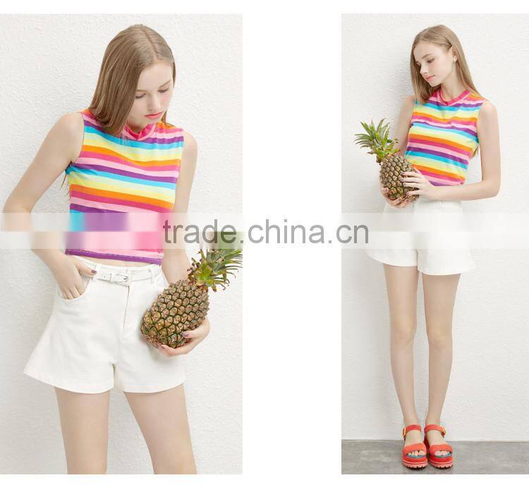 2015 European style women high neck sleeveless tank tops wholesale from China