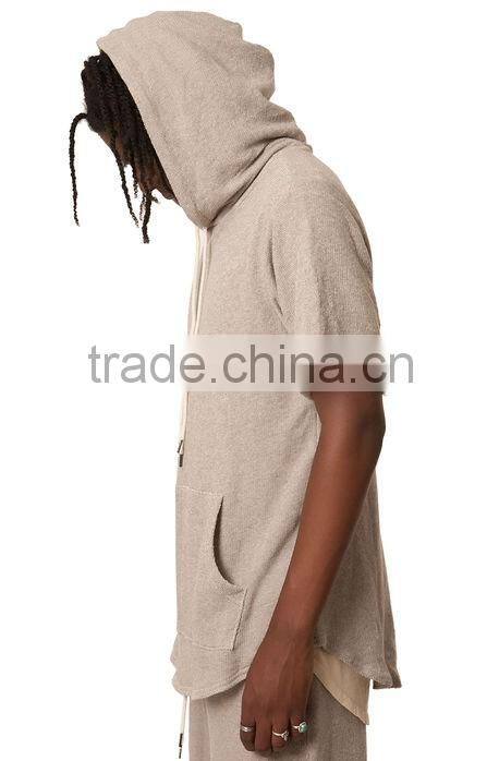 Wholesale Mens Beige French Terry Raw Hoodies