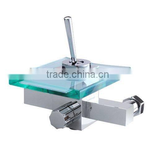 Glass Bathtub Faucet Glass Waterfall Faucet Bath Tub Faucet with Glass Spout