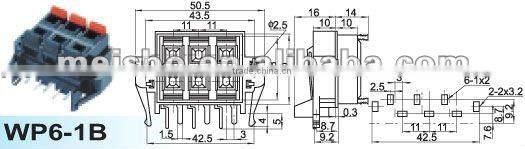 Push type 6 pole wire terminal connector