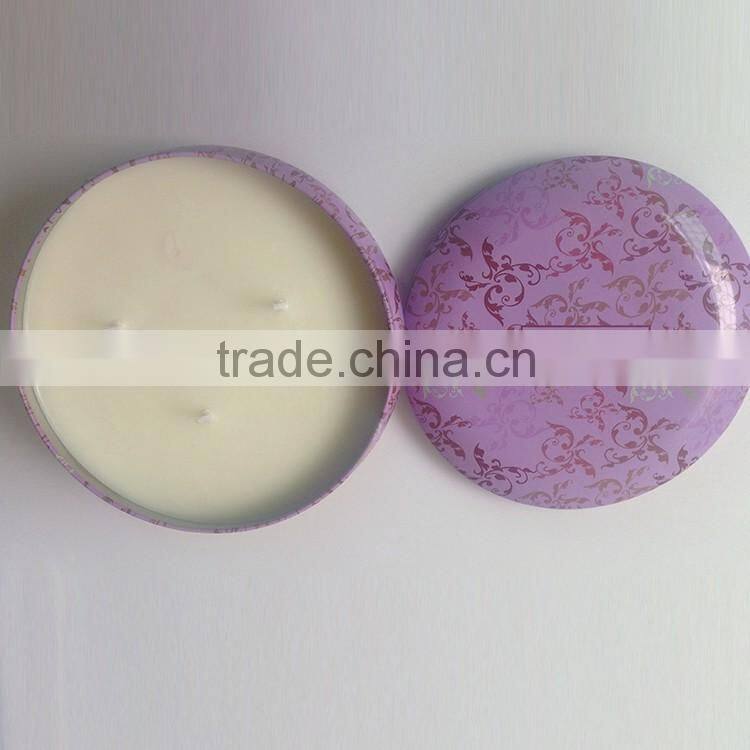 Fashion massage candle in tin box with metal lid