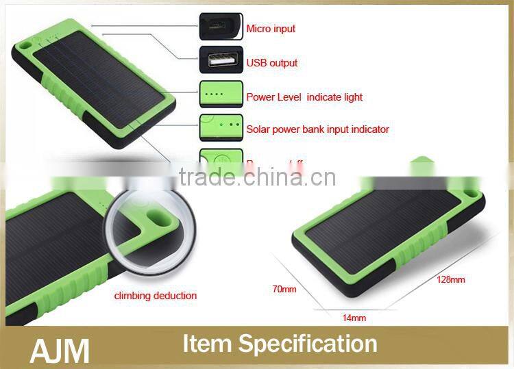 solar power bank 5000mah power bank for mobile charging under sunshine