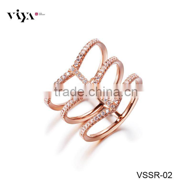 manufacturers wholesale 925 sterling silver cz design ring with PVD plating