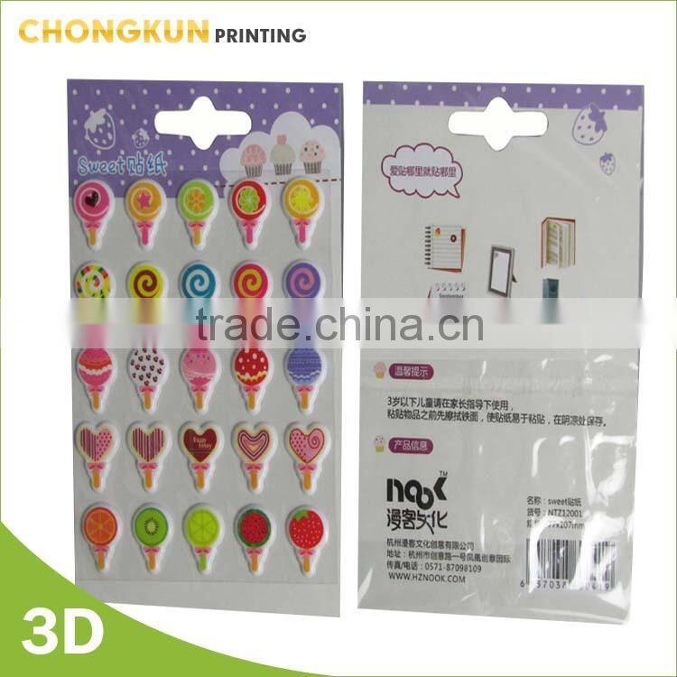 Profession custom puffy self adhesive sticker.3d puffy sticker