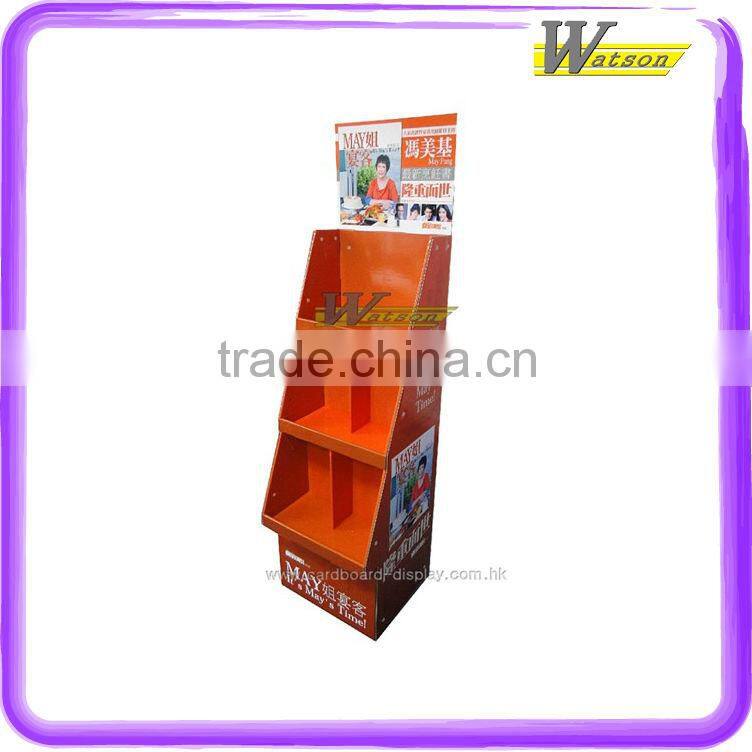 cooking book with CD promotion customized cardboard 3 layer stand display rack