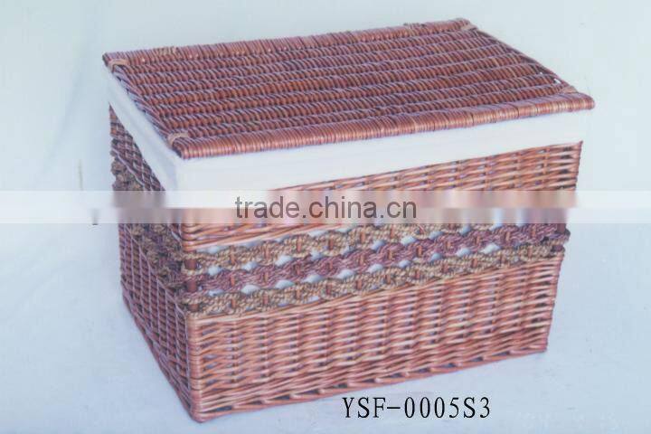 Chinese brown handmade woven willow storage basket